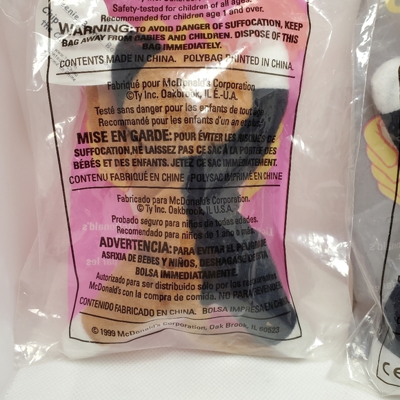 1999 McDonald's Ty Teenie Beanie cats #12 Chip #10 zip Sealed In Bags - Picture 4 of 5